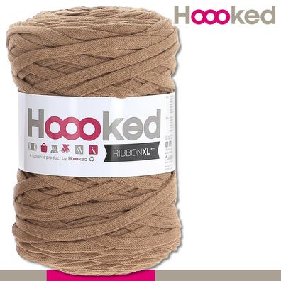 Hoooked 120 m Ribbon XL Premium Textilgarn | Caramel Brown |Bändchengarn Häkeln