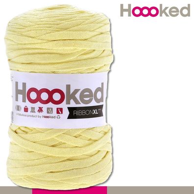 Hoooked 120 m Ribbon XL Premium Textilgarn | Frosted Yellow |Bändchengarn Häkeln