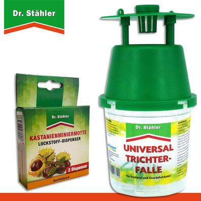 Dr. Stähler Universal-Trichterfalle + 1 Pack à 2 Kastanienminiermotte Lockstoff