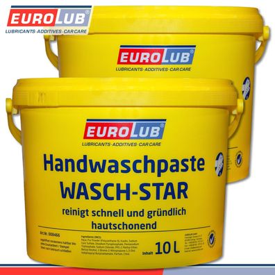 EuroLub 2 x 10 l Handwaschpaste Wasch-Star im Eimer Handreiniger Werkstatt