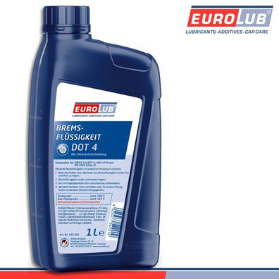EuroLub 1 l Bremsflüssigkeit DOT4 Brake Fluid DOT4 ISO 4925 (Class 4)