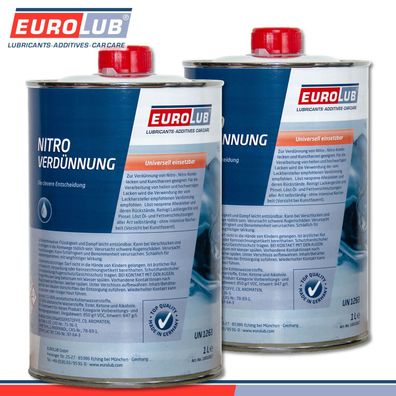 EuroLub 2 x 1 l Nitroverdünnung Lackverdünnung Reinigungsmittel Reiniger