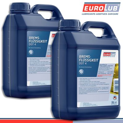 EuroLub 2 x 5 l Bremsflüssigkeit DOT4 Brake Fluid DOT4 ISO 4925 (Class 4)