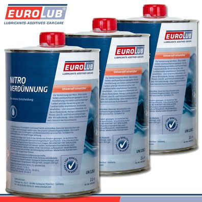 EuroLub 3 x 1 l Nitroverdünnung Lackverdünnung Reinigungsmittel Reiniger