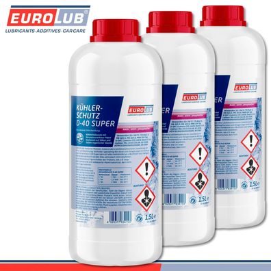 EuroLub 3 x 1,5 l Kühlerschutz D-40 Super Top Qualität Frostschutz
