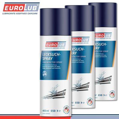 EuroLub 3 x 400 ml Lecksuch-Spray Prüfspray Leckspray Leckfinder Top Qualität