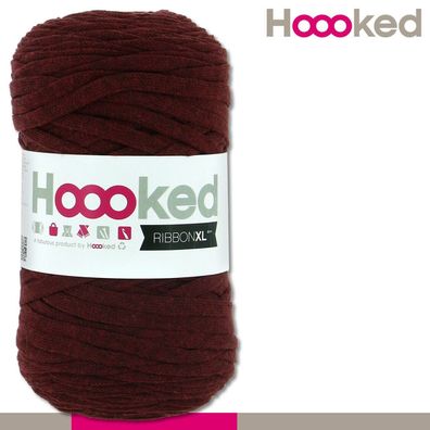 Hoooked 120 m Ribbon XL Premium Textilgarn | Maroon Rust |Bändchengarn Häkeln