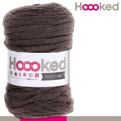 Hoooked 120 m Ribbon XL Premium Textilgarn | Tabacco Brown |Bändchengarn Häkeln