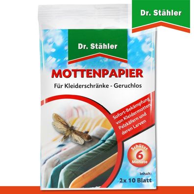 Dr. Stähler 1 Packung 2 x 10 Stück Mottenpapier