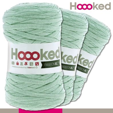 Hoooked 3 x 120 m Ribbon XL Premium Textilgarn | Early Dew |Bändchengarn Häkeln