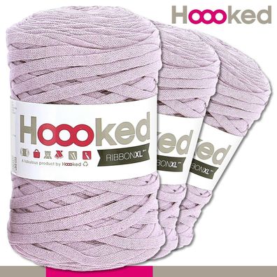 Hoooked 3 x 120 m Ribbon XL Premium Textilgarn | Lila Dusk | Bändchengarn Häkeln