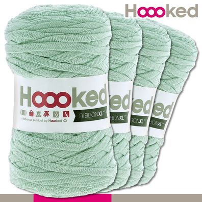 Hoooked 4 x 120 m Ribbon XL Premium Textilgarn | Early Dew |Bändchengarn Häkeln