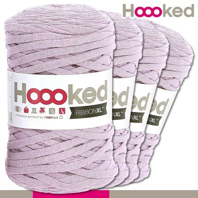 Hoooked 4 x 120 m Ribbon XL Premium Textilgarn | Lila Dusk | Bändchengarn Häkeln