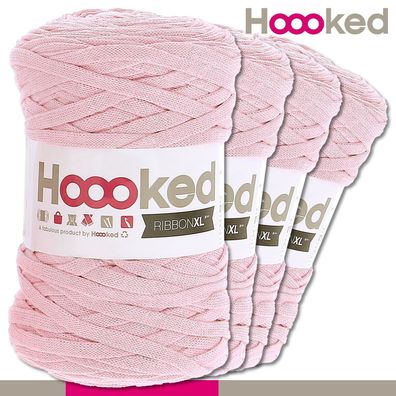 Hoooked 4 x 120 m Ribbon XL Premium Textilgarn | Sweet Pink |Bändchengarn Häkeln