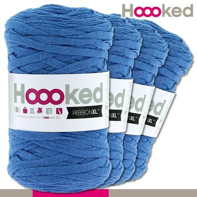 Hoooked 4x120 m Ribbon XL Premium Textilgarn | Imperial Blue|Bändchengarn Häkeln