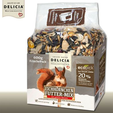 Delicia 600 g Eichhörnchen Picknic ecopick Ganzjahresfutter Nager Hilfe