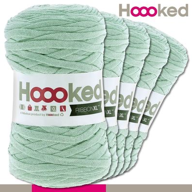 Hoooked 5 x 120 m Ribbon XL Premium Textilgarn | Early Dew |Bändchengarn Häkeln