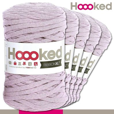 Hoooked 5 x 120 m Ribbon XL Premium Textilgarn | Lila Dusk | Bändchengarn Häkeln