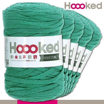 Hoooked 5 x 120 m Ribbon XL Premium Textilgarn | Lush Green |Bändchengarn Häkeln