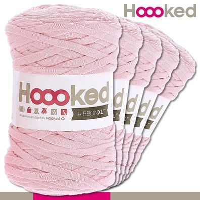 Hoooked 5 x 120 m Ribbon XL Premium Textilgarn | Sweet Pink |Bändchengarn Häkeln