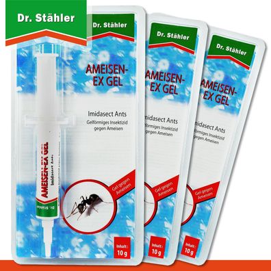 Dr. Stähler 3 x 10 g Ameisen-Ex Gel Imidasect Ants in Spritze Gift Bekämpfung