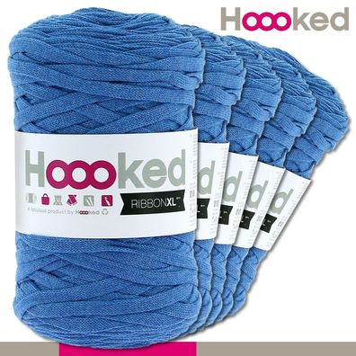 Hoooked 5x120 m Ribbon XL Premium Textilgarn | Imperial Blue|Bändchengarn Häkeln