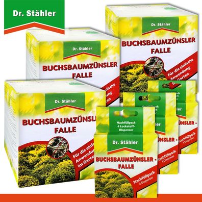 Dr. Stähler 3 x Buchsbaumzünsler-Falle + 3 x Nachfüllpack (Gr. Mittel)