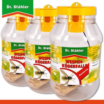 Dr. Stähler 3 x Wespen Köderfalle Insektizidfrei Giftfrei Obstbaum Monitoring