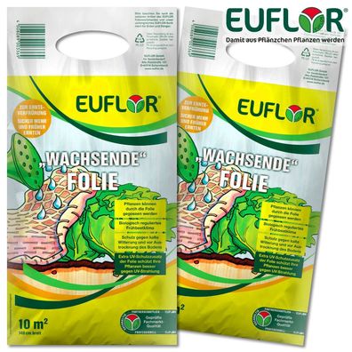 Euflor 2x 10m² »Wachsende« Folie (140 cm breit) Erdbeeren Gemüse Blumenbeet