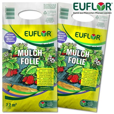 Euflor 2x 7,2 m² Mulchfolie (1,2 x 6 m) Gartenbau Wachstum Beet Gewächshaus