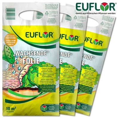 Euflor 3x 10m² »Wachsende« Folie (140 cm breit) Gewächshaus Wachstum Pflege Beet