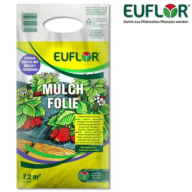 Euflor 7,2 m² Mulchfolie (1,2 x 6 m) Gartenbau Wachstum Beet Gewächshaus