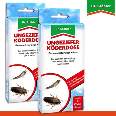 Dr. Stähler 2 x 2 Stück Ungeziefer Köderdose Schabe Kakerlake Silberfischchen