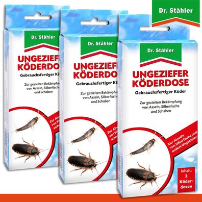 Dr. Stähler 3 x 2 Stück Ungeziefer Köderdose Schabe Kakerlake Silberfischchen