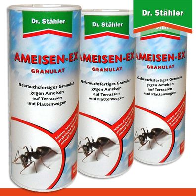 Dr. Stähler 3 x 500 g Ameisen-Ex Granulat Terrasse Haus Garten Bekämpfung Nest