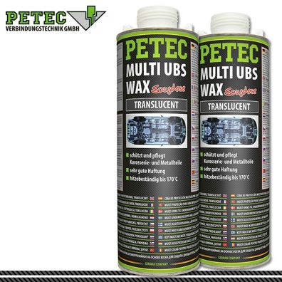 Petec 2x 1000ml Multi UBS Wax translucent Saugdose Karosserie Pflege Metall PKW