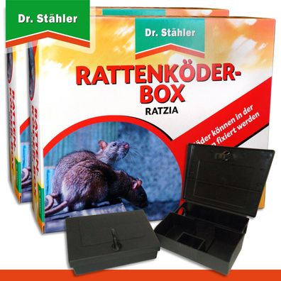 Dr. Stähler 2 x Rattenköder-Box schwarz Ratzia (Gr. Mittel)