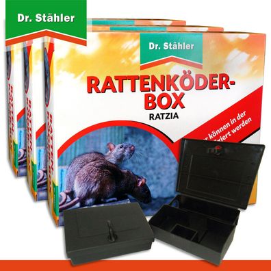 Dr. Stähler 3 x Rattenköder-Box schwarz Ratzia (Gr. Groß)