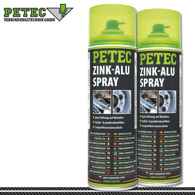 Petec 2x 500ml Zink-Alu-Spray silber (matt) Langzeitschutz Metalle Auto Caravan