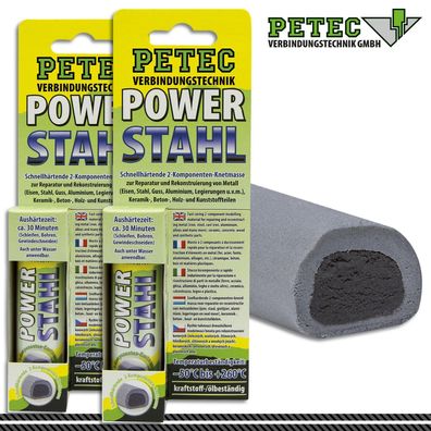Petec 2x 50g POWER Stahl SB-Karte kraftstoff-/ ölbeständig Eisen Glas Plastik PVC