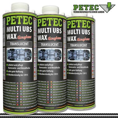 Petec 3x 1000ml Multi UBS Wax translucent Saugdose Pflege Karossiere Metall Auto