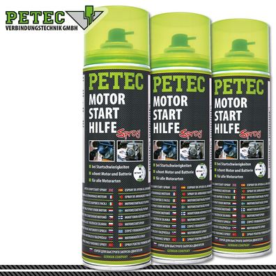 Petec 3x 500ml Motorstarthilfe-Spray Rasenmäher Auto Motorrad Boot Caravan Kalt