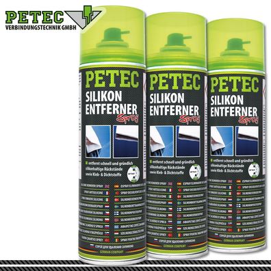 Petec 3x 500ml Silikonentferner-Spray Fett Metall Glas Reiniger Maschinen Auto