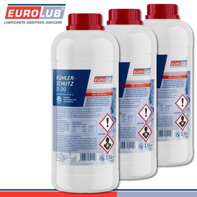 EuroLub 3 x 1,5 l Kühlerschutz D-30 Kühlerfrostschutz Konzentrat