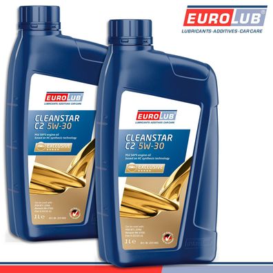 EuroLub 2 x 1 l Cleanstar C2 5W-30 Motoröl Renault Citroen Fiat Verschleißschutz