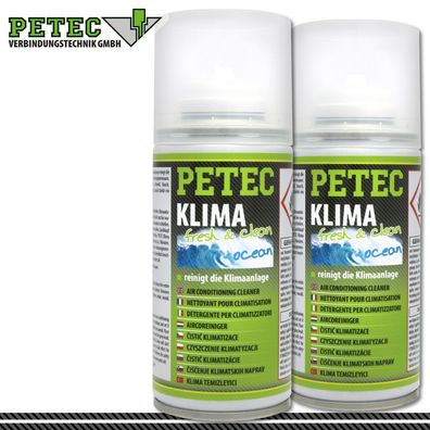 Petec 2x 150ml Klima fresh & clean Ocean frische Meeresbrise Pflege Auto Caravan