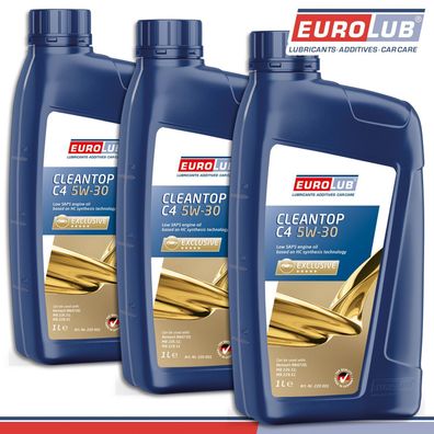 EuroLub 3 x 1 l Cleantop C4 5W-30 Top Qualität Motoröl