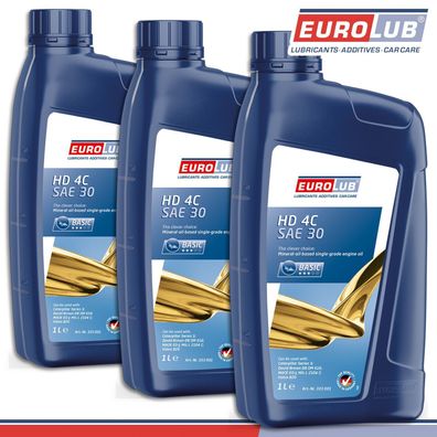 EuroLub 3 x 1 l HD 4C 30W Motoröl Rasenmäheröl