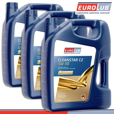 EuroLub 3 x 5 l Cleanstar C2 5W-30 Motoröl Renault Citroen Fiat Verschleißschutz
