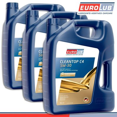 EuroLub 3 x 5 l Cleantop C4 5W-30 Top Qualität Motoröl